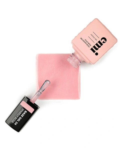 E.MiLac Base Gel Искрящийся розовый №24, 15 мл