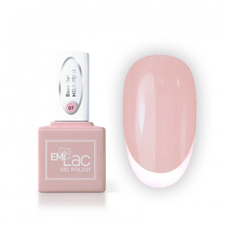 E.MiLac Base Gel Молочный розовый №07, 9 мл.