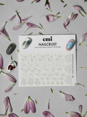 NAILCRUST Трафареты-слайдеры №63 Анютины глазки и гортензии