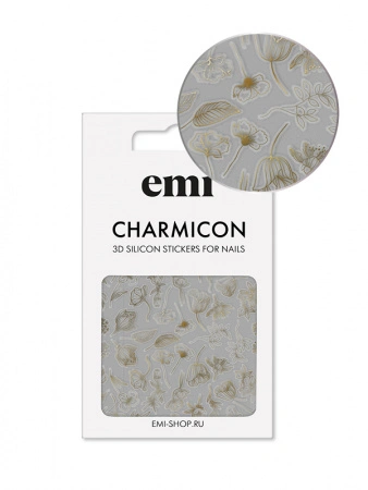Charmicon 3D Silicone Stickers №178 Цветы золото