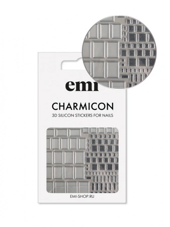 Charmicon 3D Silicone Stickers №159 Квадраты серебро