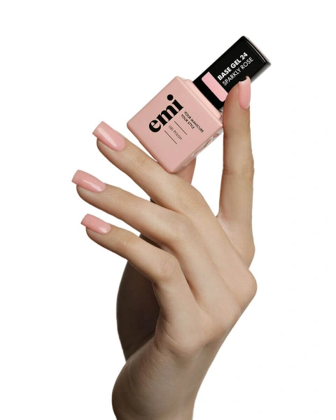 E.MiLac Base Gel Искрящийся розовый №24, 15 мл